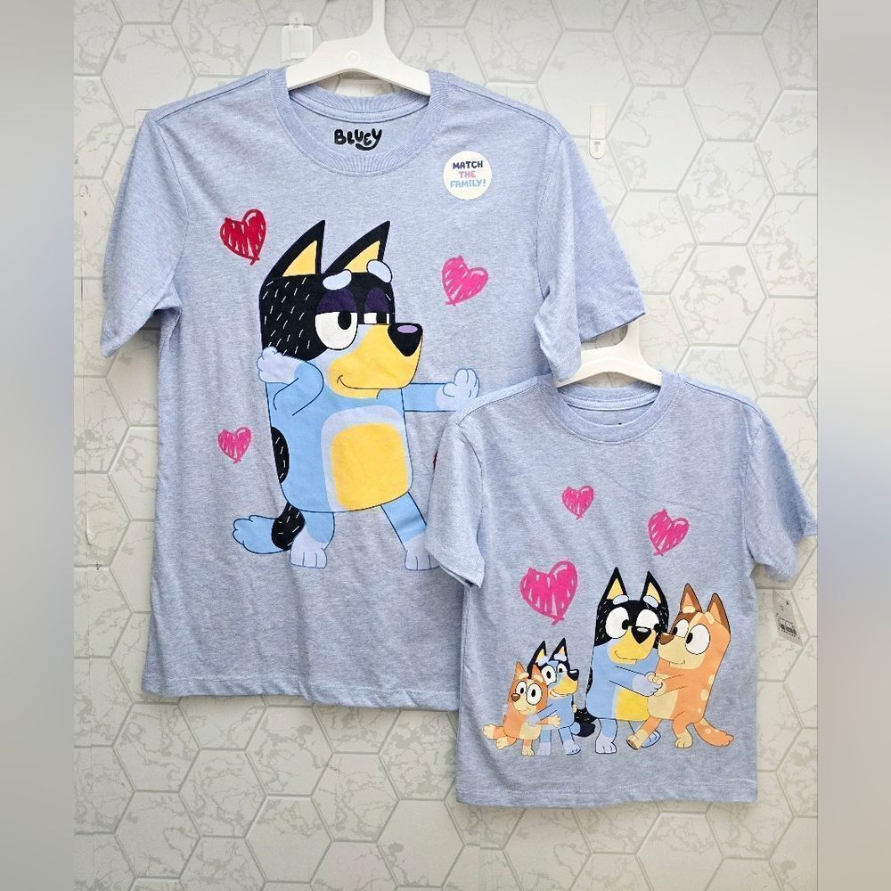 NWT Kids and Adult Bluey T-Shirts Valentine's Day Easter Summer Bundle